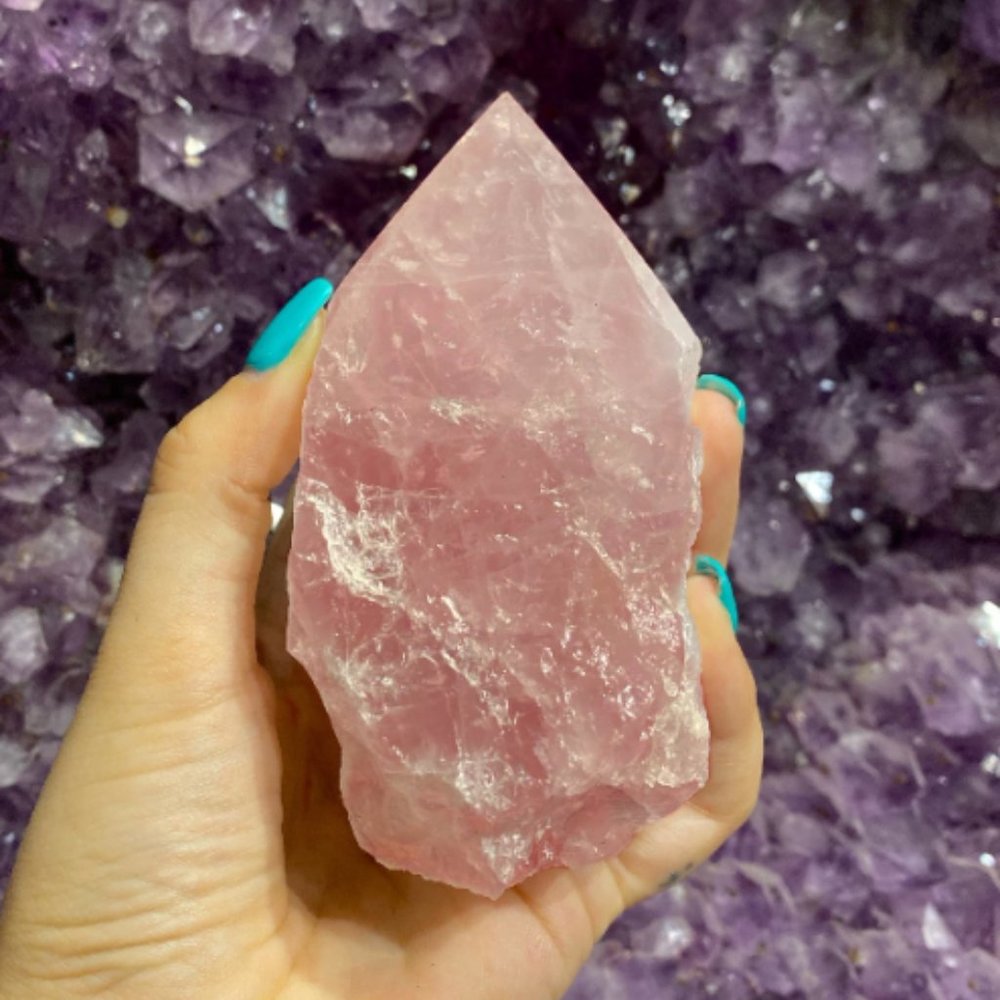 Rose Quartz Polished Point, Boho Decor, Crystal Grid Points, Healing, Love Stone
